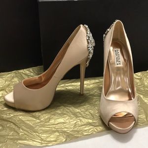 Badgley Mischka Blush Satin Platform Pump 7.5 M